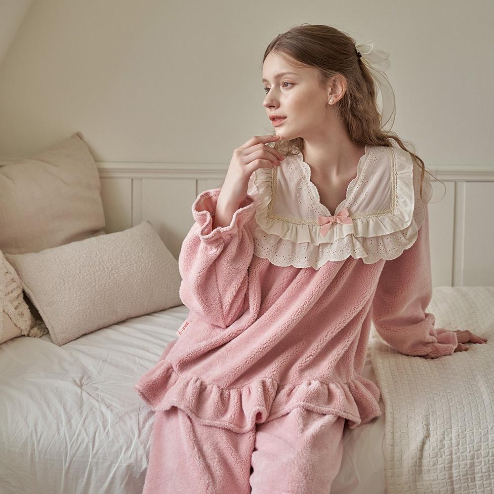 지젤 긴팔 투피스 핑크 (보아털)