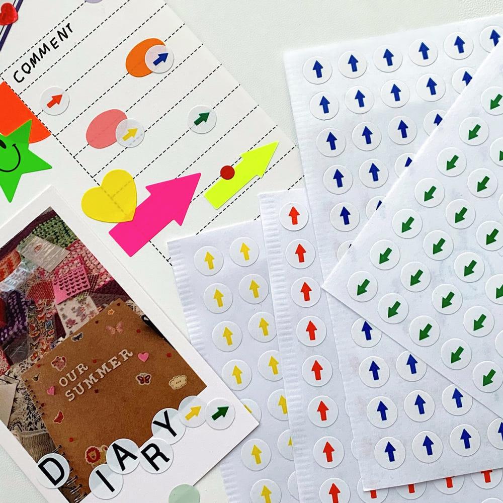 미니 화살표 원형 스티커 / 라벨 스티커 견출지 스티커 라운드 도트 동그라미 다꾸 스티커