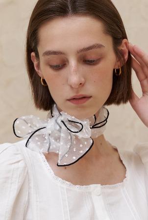 A DOT ORGANZA RIBBON SCARF [3colors]