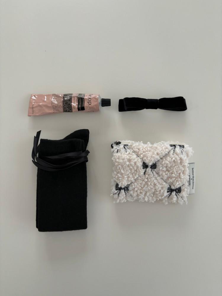 [2차 재입고/바로배송] 슈슈 리본 뽀글 파우치 (카드지갑)