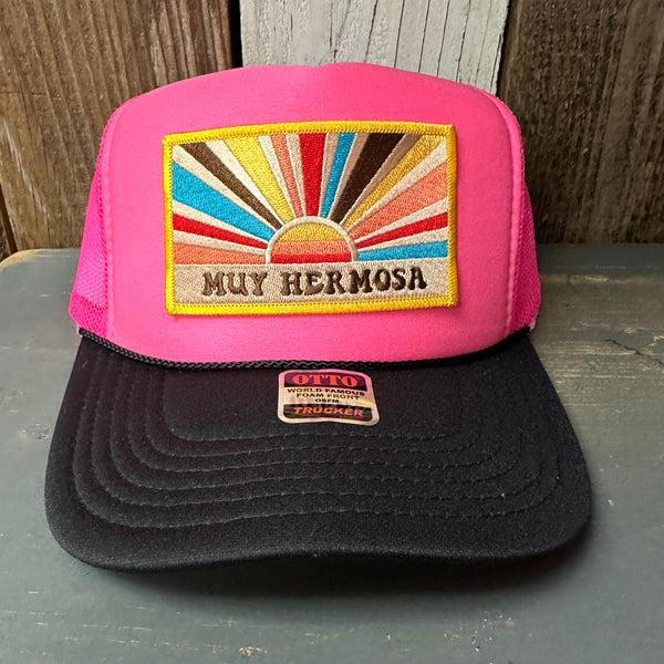 Hermosa Beach MUY HERMOSA Trucker Hat -Neon Pink/Black
