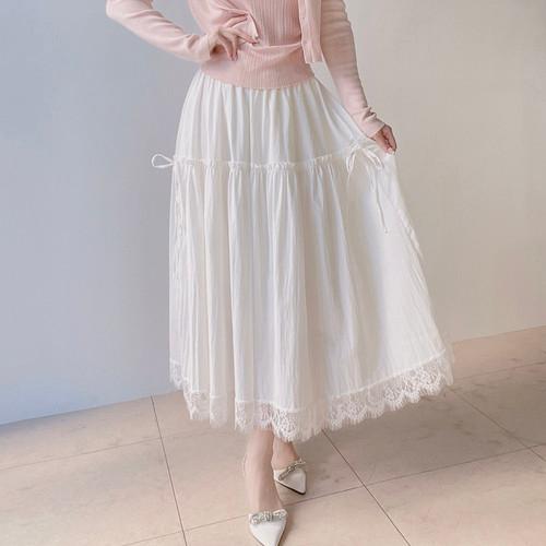 프릴 레이스 리본 소벨리아르 롱스커트