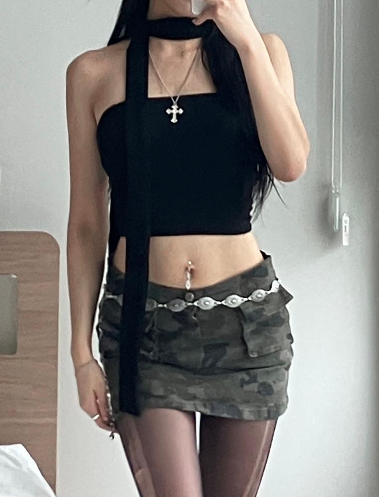 (국내배송). camo cargo skirt |카모 카고 스커트