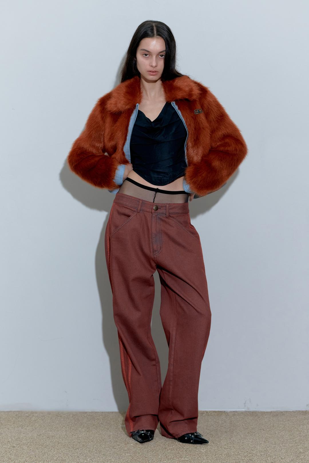 Faux Fur Grizzly Jacket Tangerine