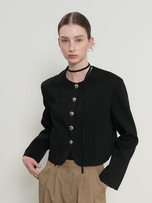 스트랩 노카라 자켓 [BLACK] / GF1LJK504