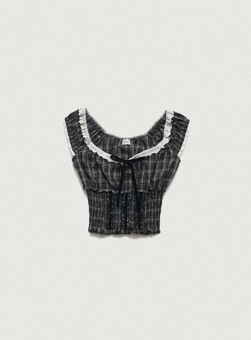 Black Petunia Smocked Blouse [4월 중순 순차 배송]