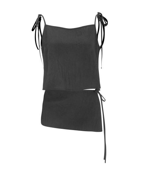 비스코스 스트링 슬리브리스 [블랙]