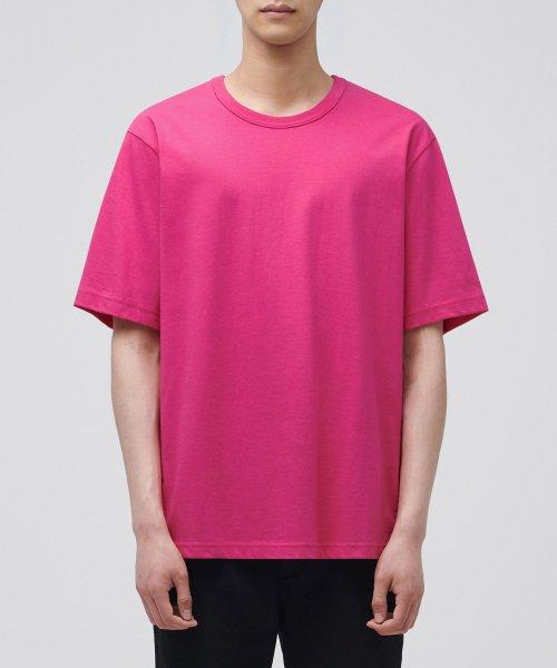 릴렉스 핏 크루 넥 티셔츠 [핫 핑크]