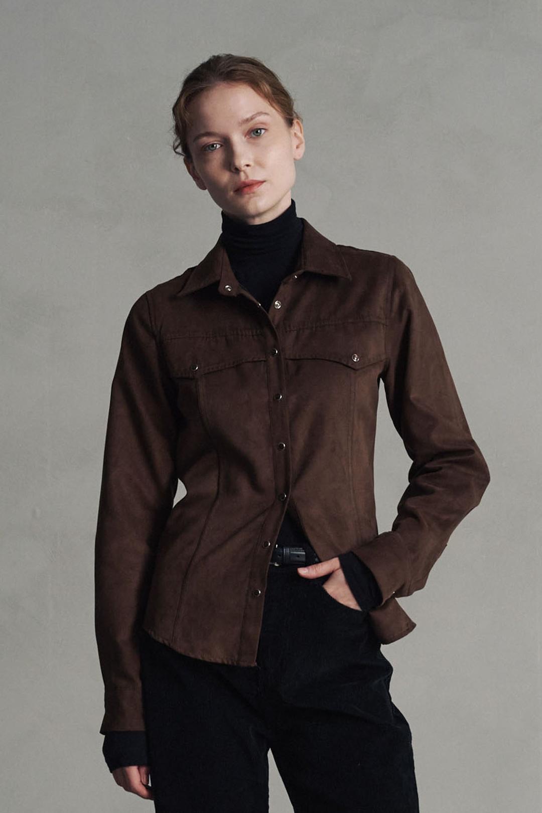 SUEDE WESTERN SHIRTS_BROWN