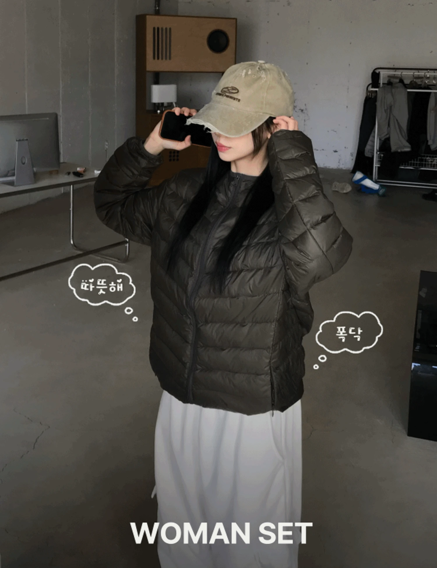 (WOMAN) 서브씨 덕다운 후드 경량패딩