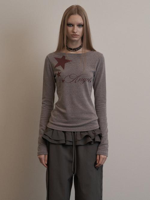 ANGEL BOATNECK TOP / GREY