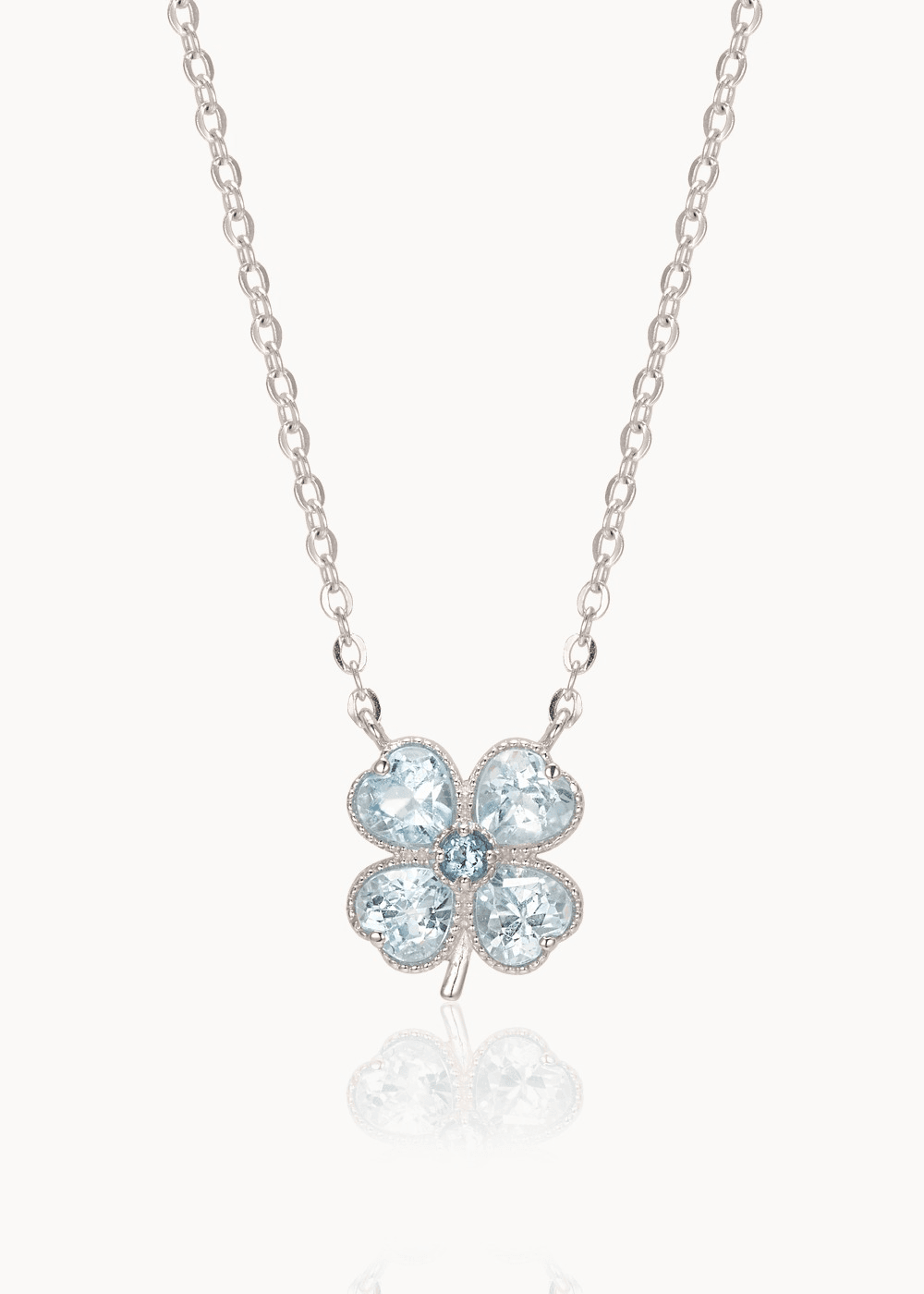 Lucky Heart Clover Necklace - Aqua Topaz & London Blue Topaz