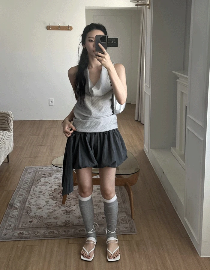 셔링 퍼프 숏 팬츠