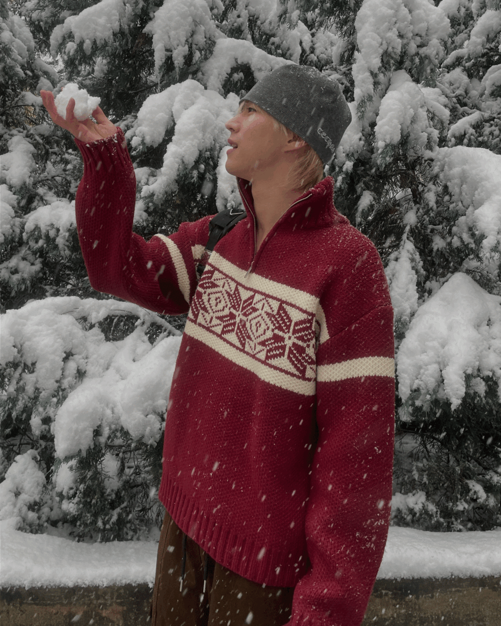 (문의폭주)크리스마스 눈꽃 하프니트 (3color)