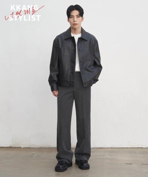 [드로우핏X깡스타일리스트] 밴딩 와이드 슬랙스 [GREY]