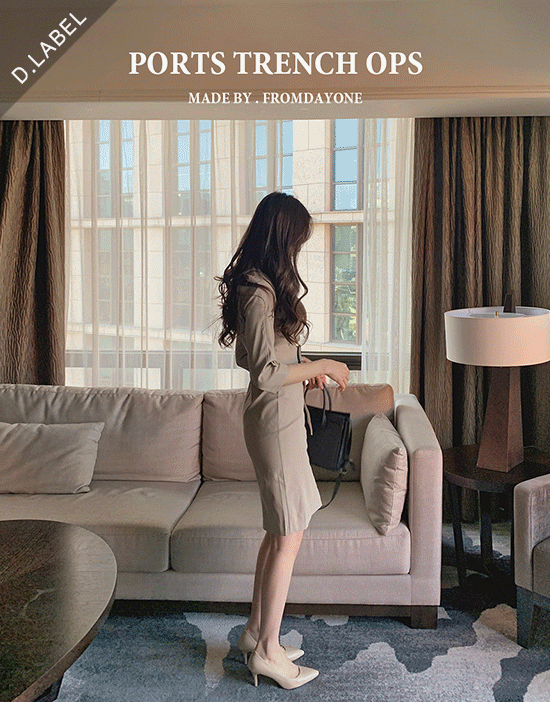 [La belle rose]포츠 트렌치원피스(벨트set) [S,M,L]