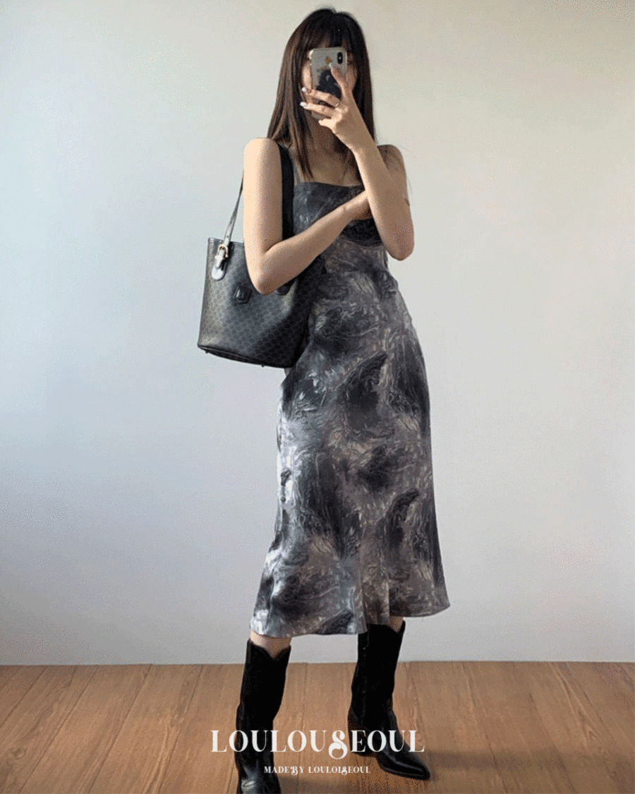 (L/S Collection) Midnight Sun Dress_미드나잇 선 나염 드레스 *그린,레드 재입고x
