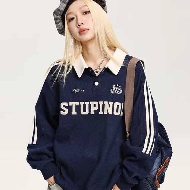 주문폭주 [스포티 블록코어/ Y2k] 스투피 오버사이즈 카라 맨투맨 (3color)