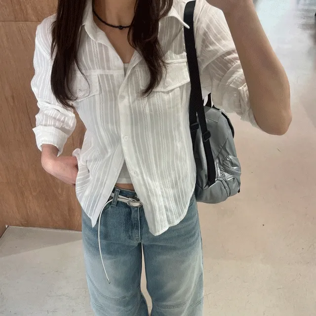 (당일배송) 웨스턴 빈티지 줄지 포켓 셔츠 1 color