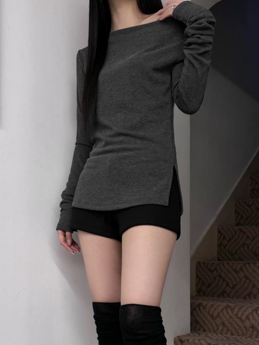 Grace Lip Neck Tee (2color)