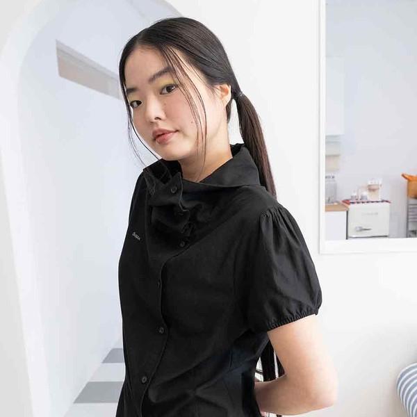 [4차] DRAPE COLLAR BLOUSE (BLACK)