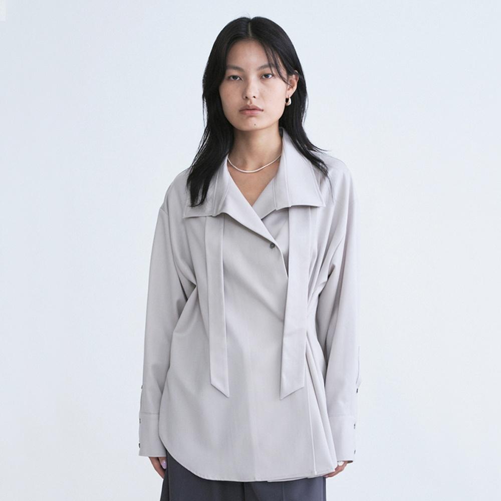 Collar Tie Blouse (Beige)