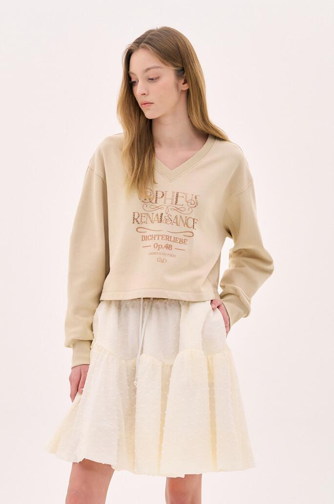 [O'2nd] 글리터 레터링 브이넥 스웻셔츠