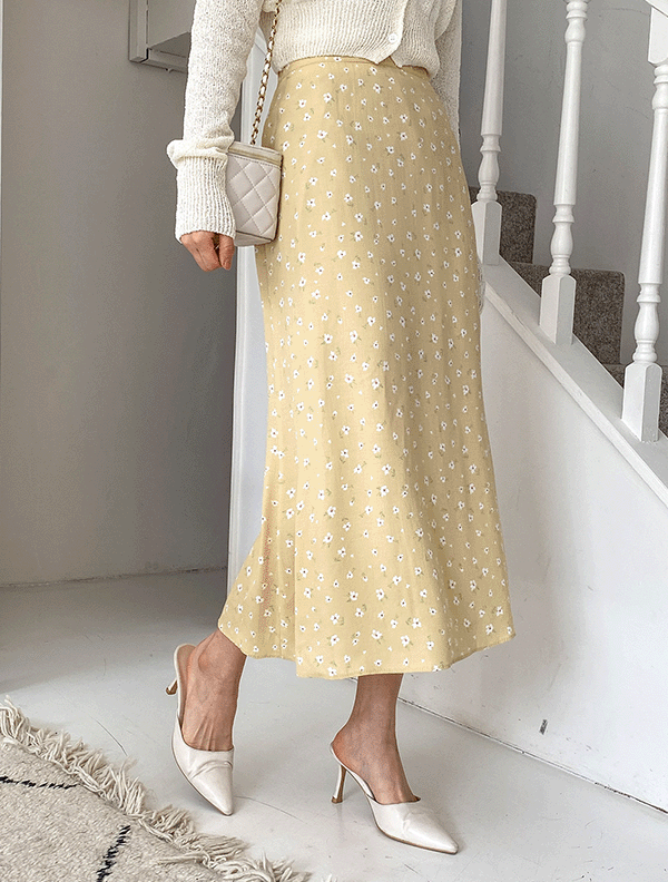 플라워 머메이드 밴딩 스커트 (3color)