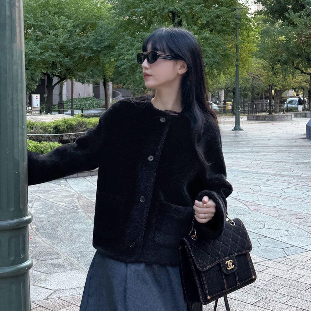 우든 리버시블 무스탕 자켓 (블랙)