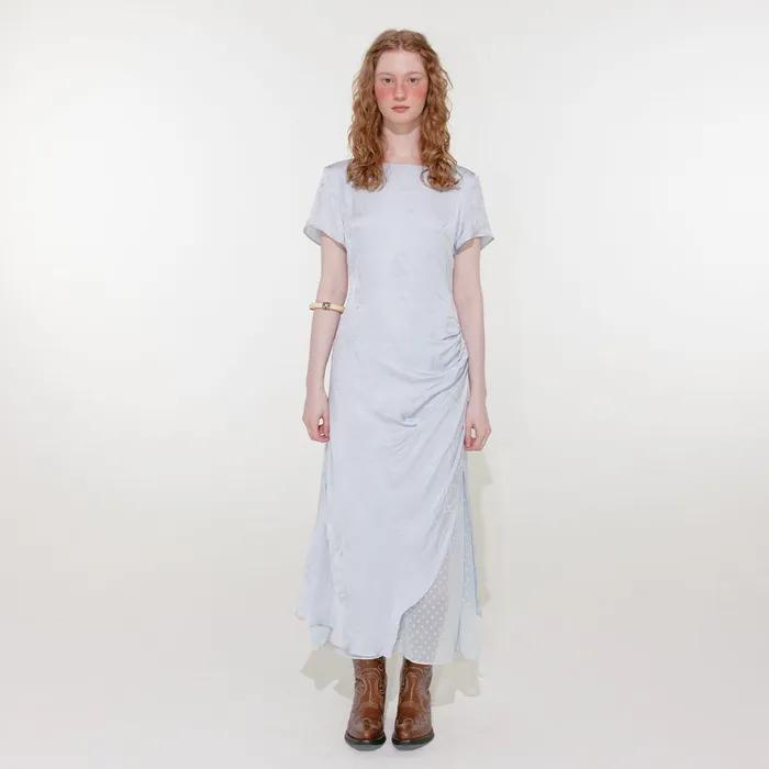 Drape Half Sleeve Dress (Sky)