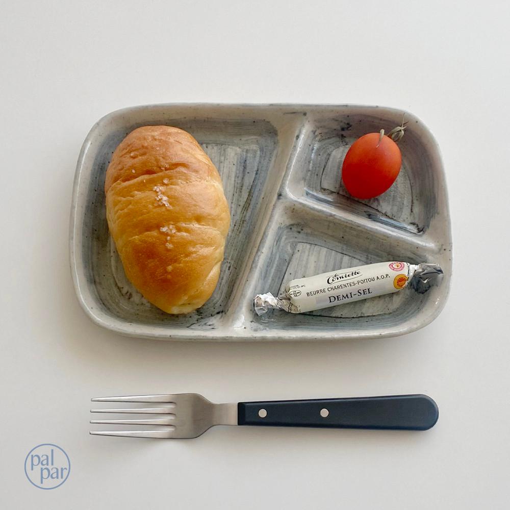 [palpar]토스트플레이트 3칸 나눔 반찬접시 다용도 브런치 접시 빵 디저트 트레이