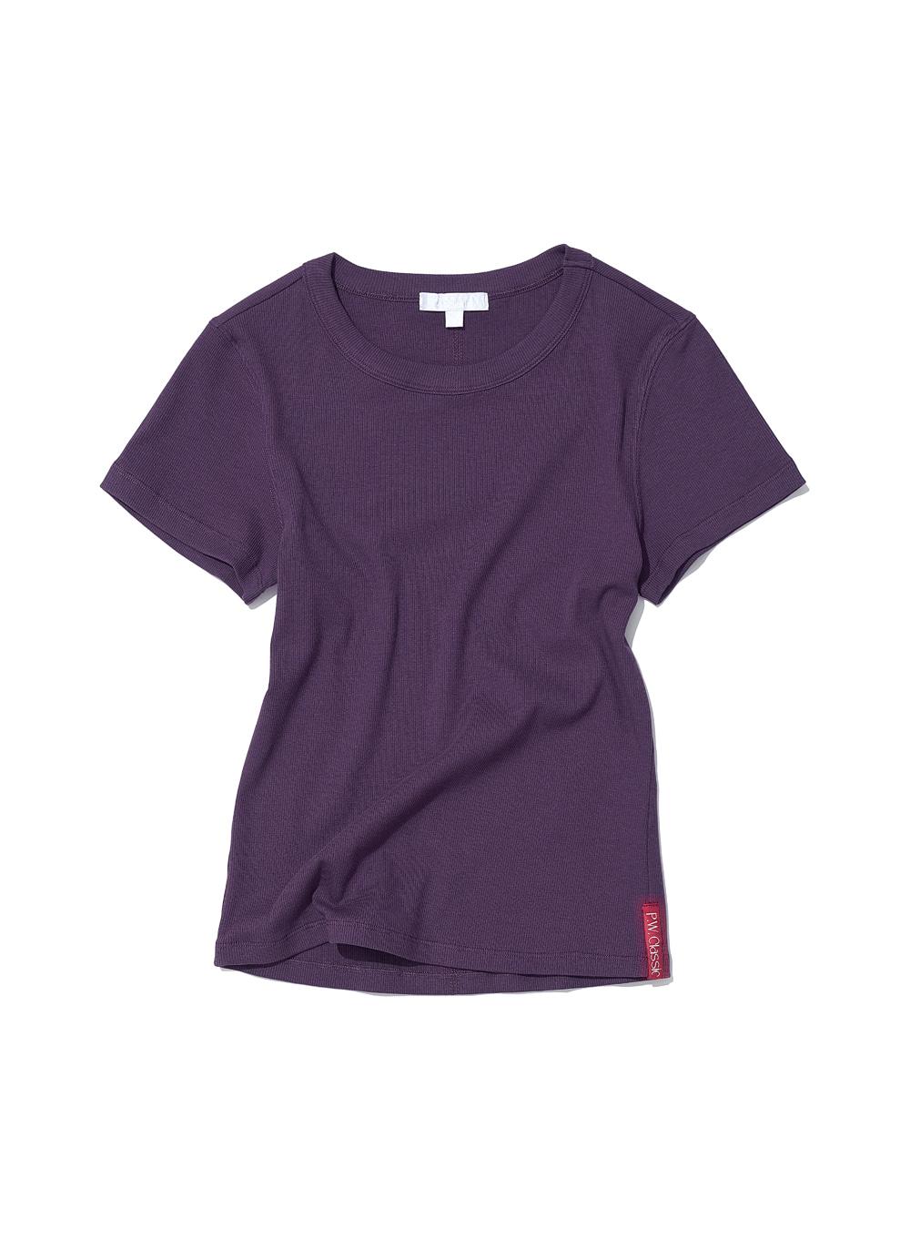 [WOMEN] PWC RIBBED EVERYDAY SHORT SLEEVE TEE_DEEP PLUM