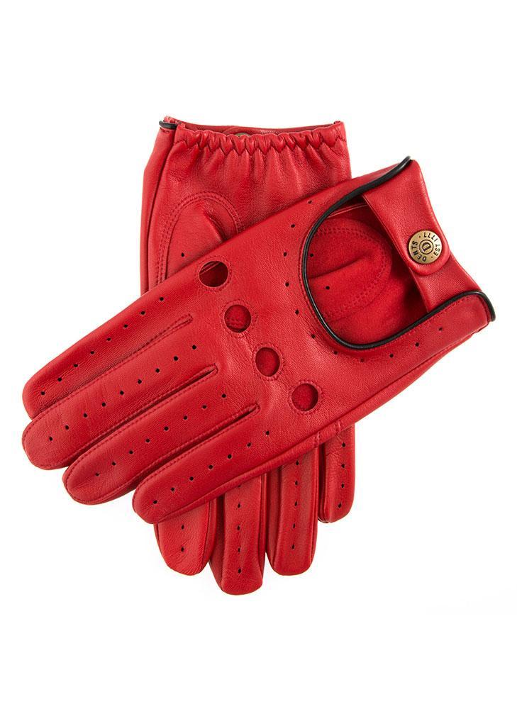 Men's Classic Leather Driving Gloves - BERRY/BLACK / L