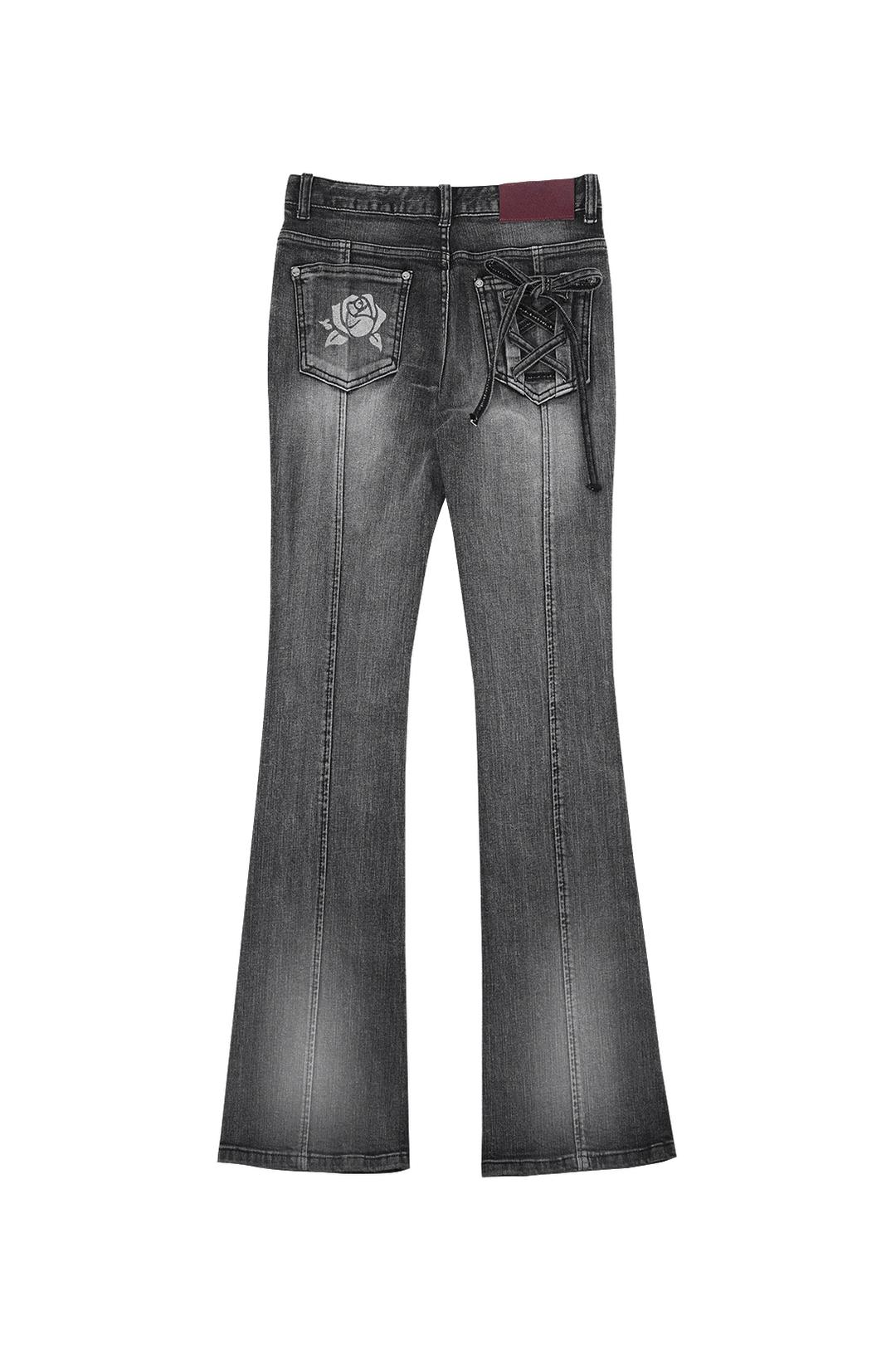 [장원영,윈터 착용/6차재입고/11.29출고]ROSE BOOTS CUT DENIM # BLACK - 달링유어배드