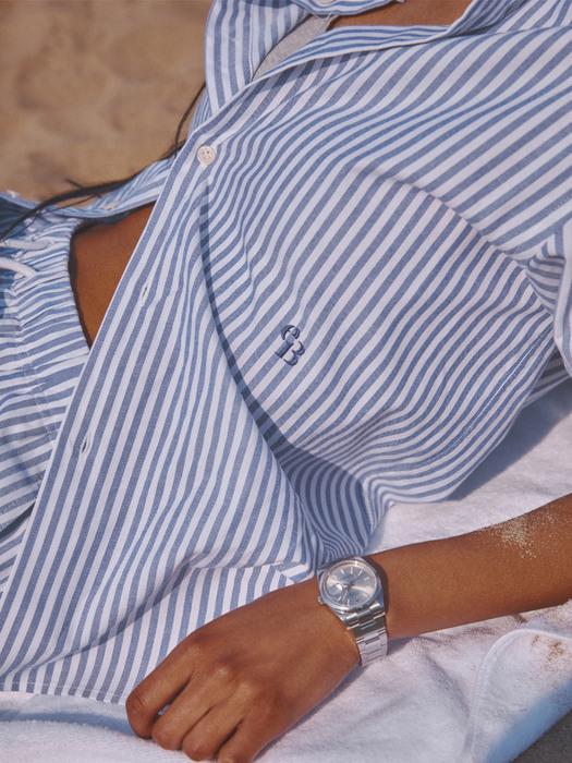 Oxford Cotton Logo Stripes Shirts(4 Colors)