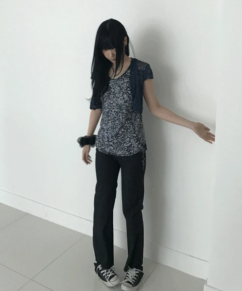 (Vintage)Flower Embroidery Straight Jeans