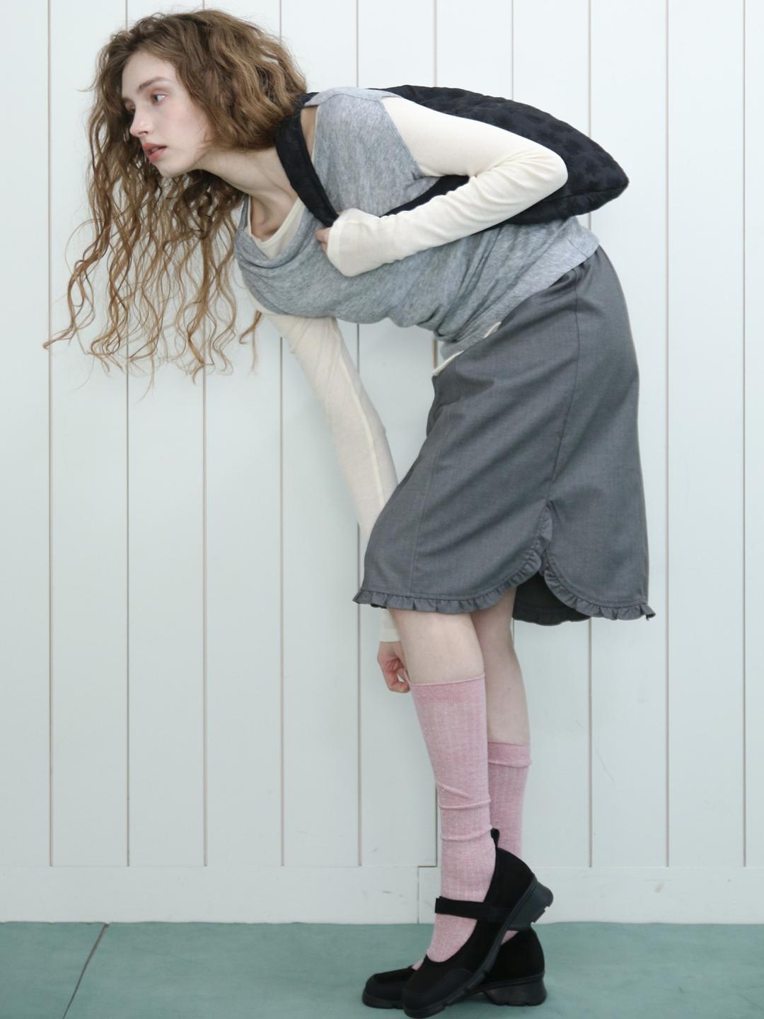 Solid Frill Skirt - Grey