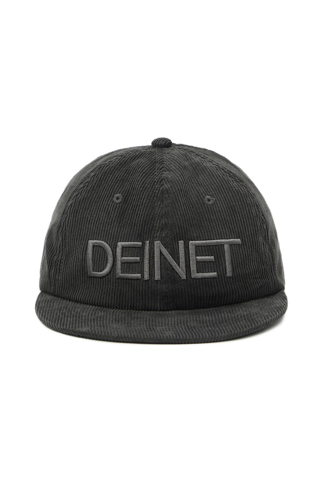 DEINET CORDUROY LOGO CAP IN CHARCOAL