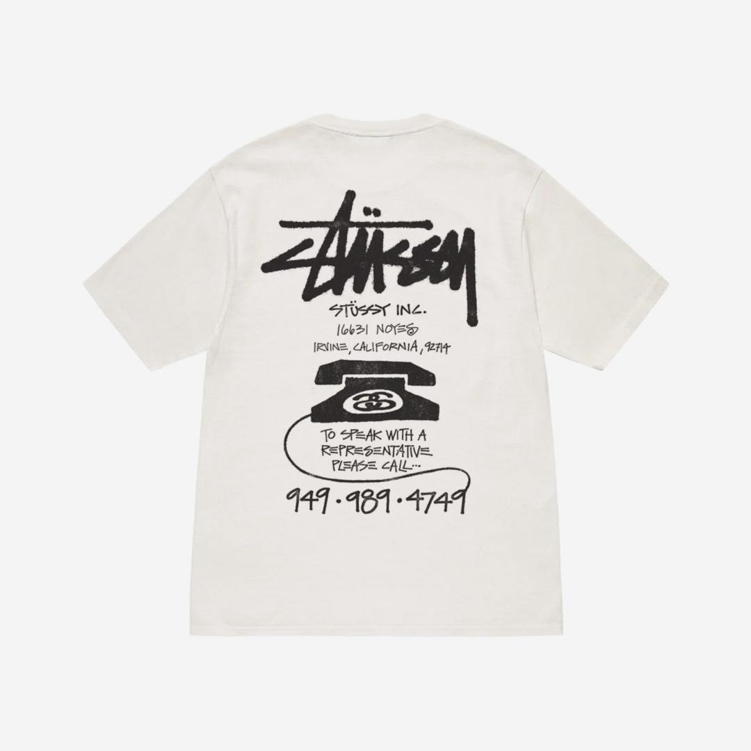 Stussy Old Phone Pigment Dyed T-Shirt Natural