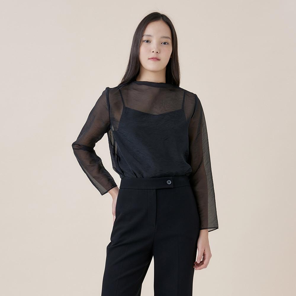 [케네스레이디] 레이어드 하프넥 시스루 블라우스 EWBLNK0300