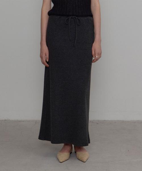 피치 코튼 스커트_charcoal