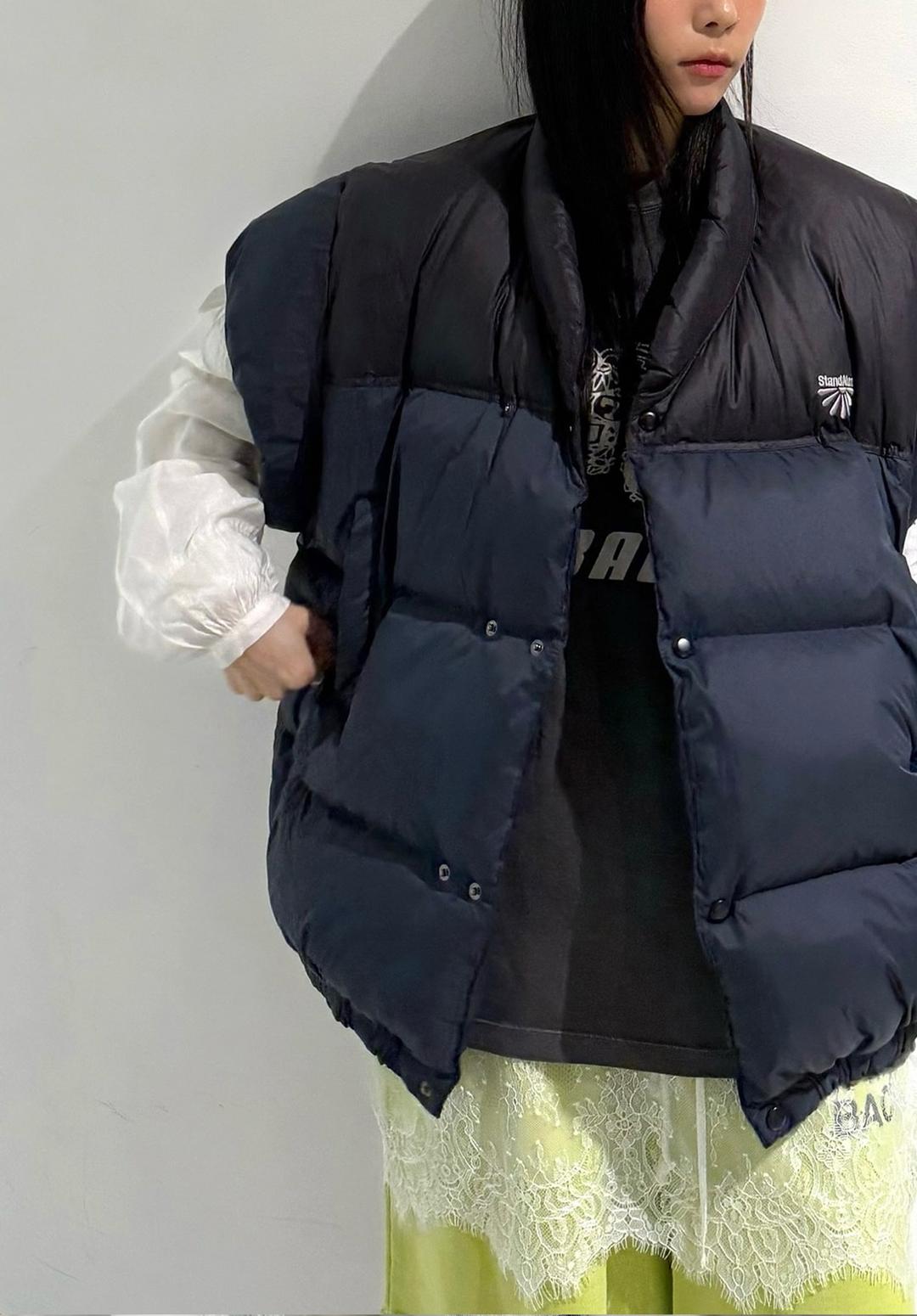 OVERSIZED HALF SLEEVE DOWN PUFFER, NAVY