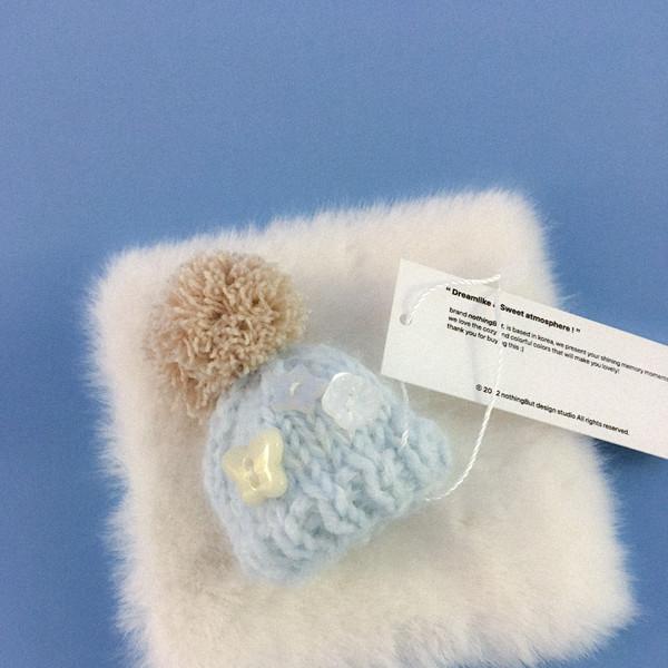 button bell beanie tok&keyring (sky)