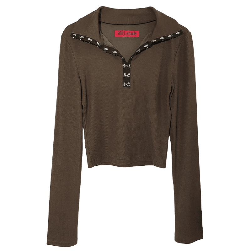 [STILL LETHARDY] HOOK N EYE CROP LONG SLEEVE T