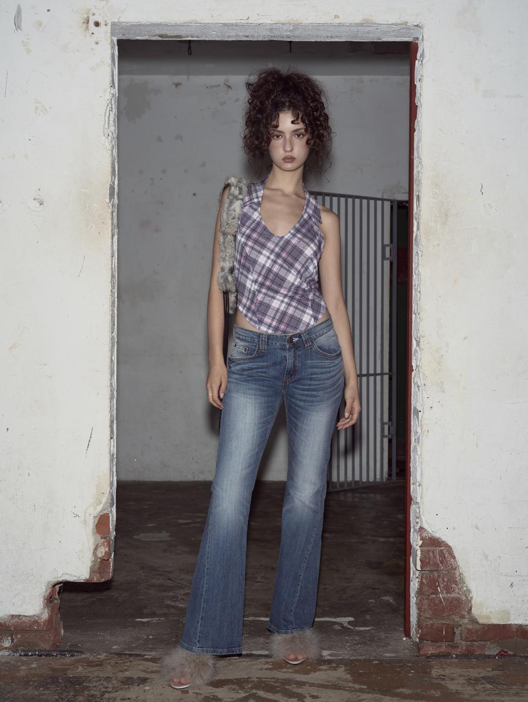 Mina Check Halter Top