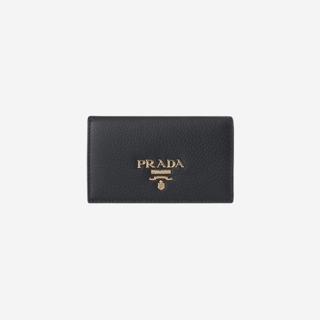 Prada Vitello Grain Leather Card Holder Black