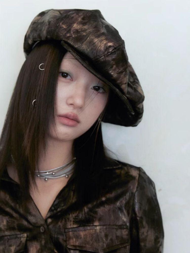 Earthy scrap wanderlust cloud cap beret【s0000004953】