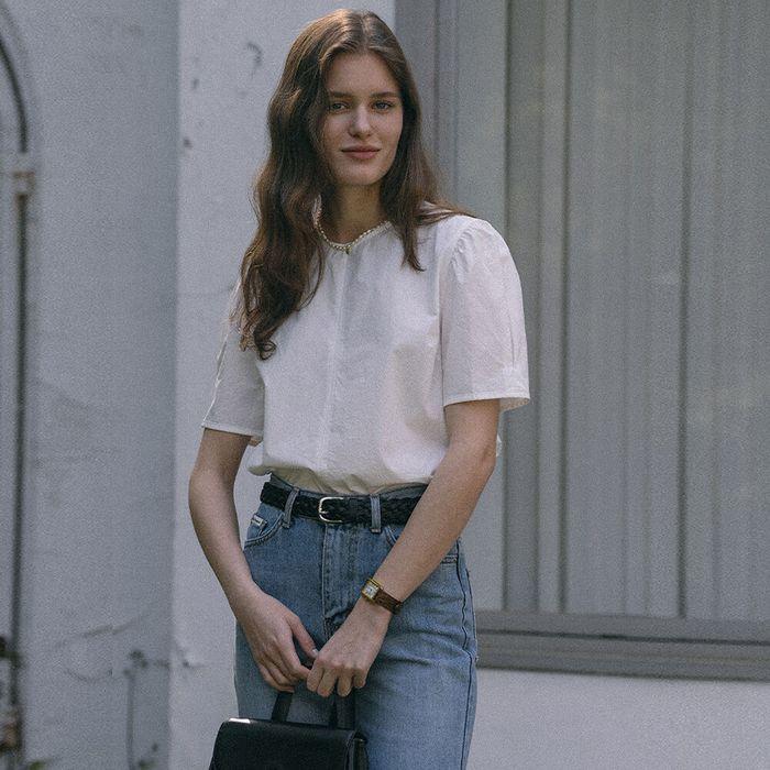 Melody side shirring puff blouse_Ivory