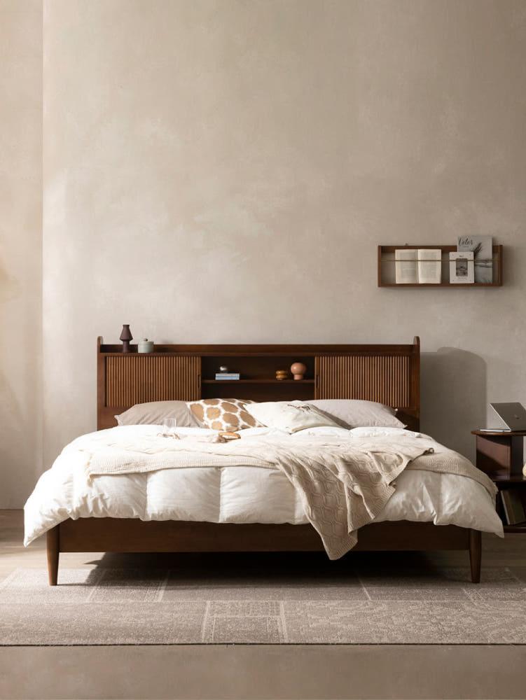 라움에스알 그래그래 템바보드 원목 침대 프레임 수납형 킹사이즈 K 월넛