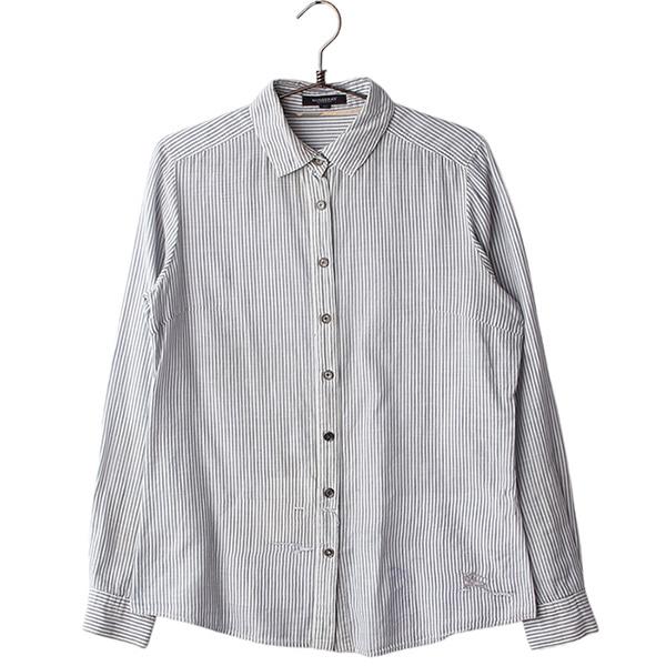 BURBERRY빈티지린넨블랜디드로고스트라이프셔츠 / Women M